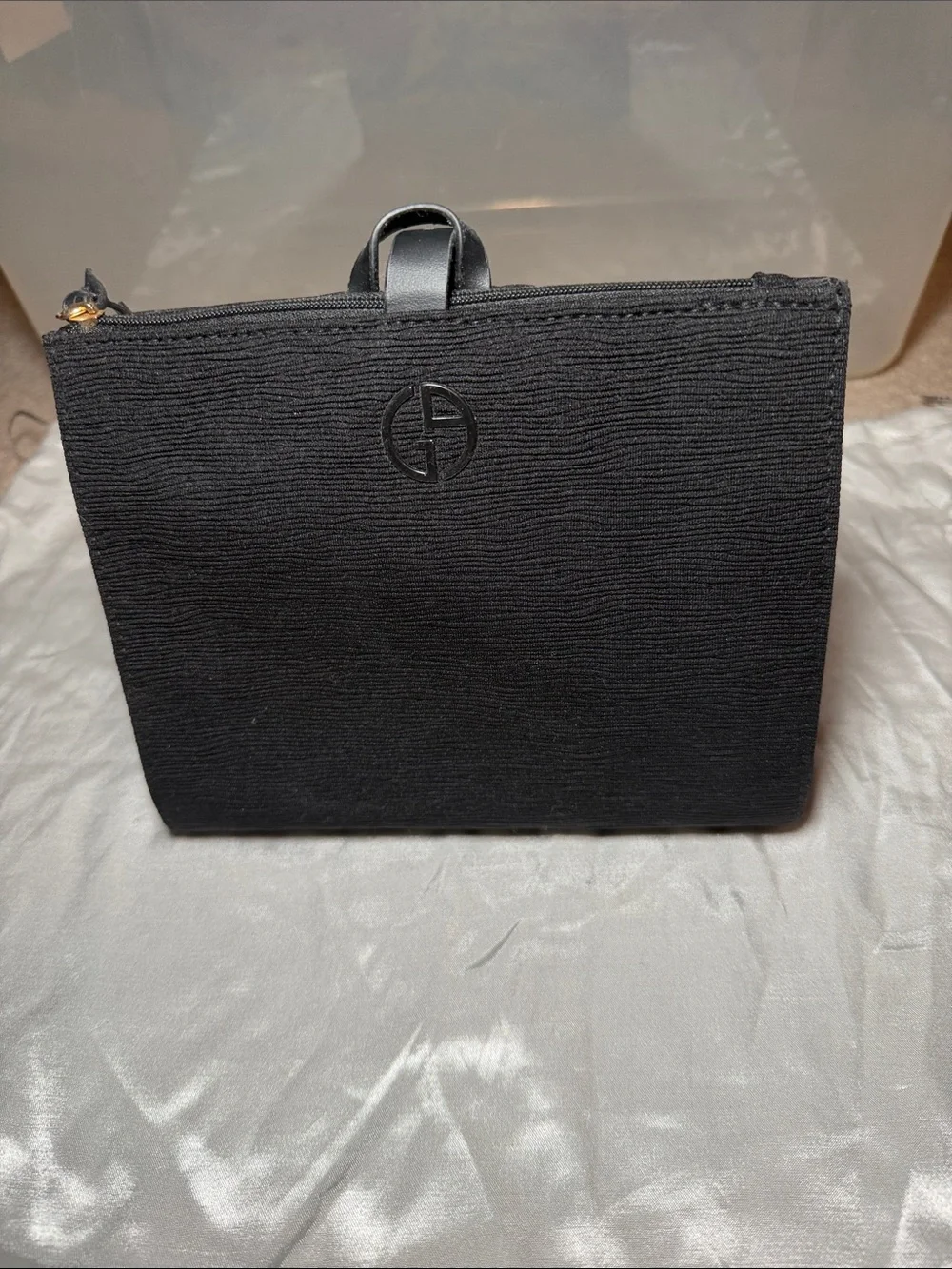 Giorgio Armani Black Textured Cosmetic Pouch